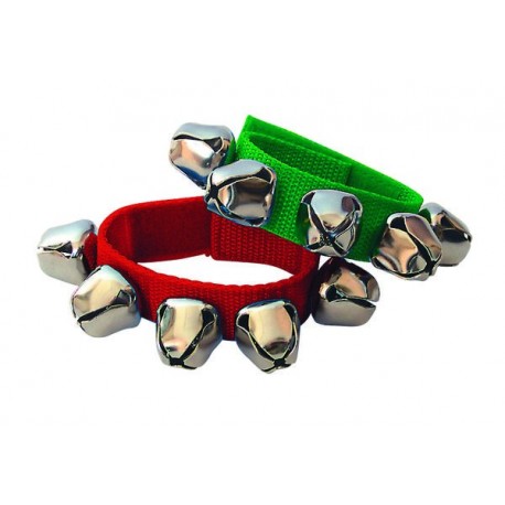 1 PAIRE DE BRACELETS VERT ROUGE AVEC 5 GRELOTS