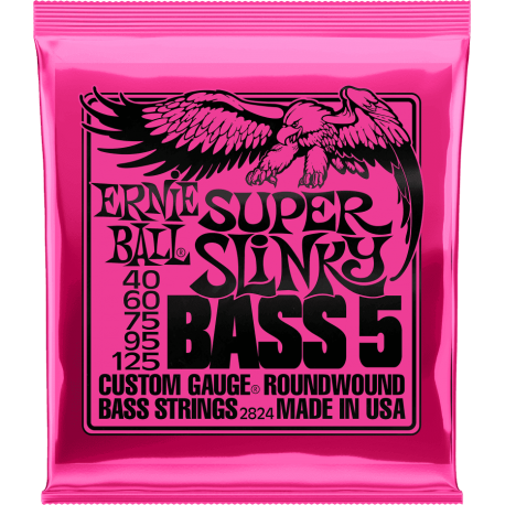 JEU CORDES BASSE ERNIE BALL Basse 5 cordes 2824 Super Slinky 40-125