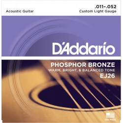 D ADDARIO jeu de cordes Acoustiques EJ26 P/BRONZE - Custom Light 11/52