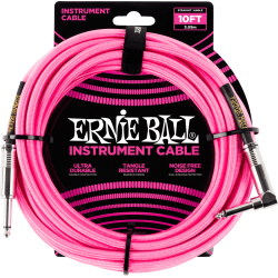 ERNIE BALL Jack/jack coudé 3m rose fluo