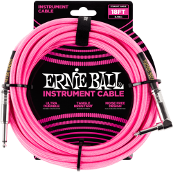 ERNIE BALL Jack/jack coudé 5.50 m rose fluo