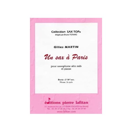 Gilles Martin Un sax à Paris Partition - Saxophone alto et piano