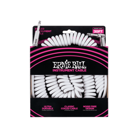 CABLE ERNIE BALL JACK/JACK TORSADE BLANC