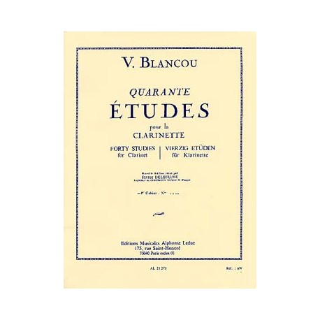 BLANCOU Sélection/arrangt DELÉCLUSE Jacques 40 Études (rév. Delécluse) - Vol. 1 : N° 1 à 20
