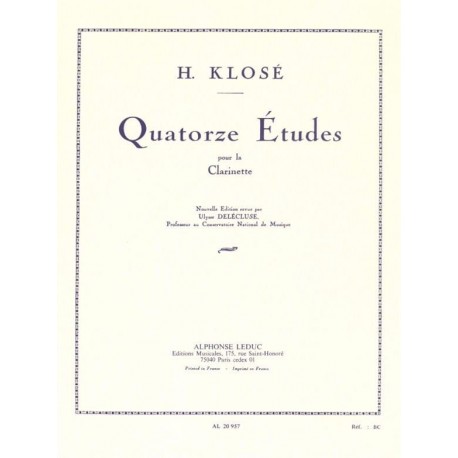 Hyacinthe Klosé 14 Etudes - Clarinette