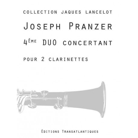 PRANZER 4EME DUO CONCERTANT 2 CLARINETTES