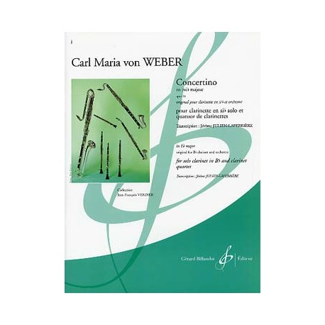 WEBER CONCERTINO EN MIb CLARINETTE SOLO ET QUATUOR CLARINETTE