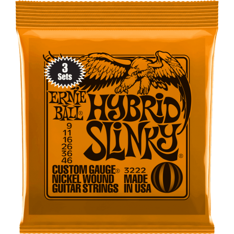 ERNIE BALL CORDES ELECTRIQUES 3222 HYBRID SLINKY 9-46 PACK