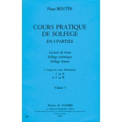 BOUTIN COURS PRATIQUE DE SOLFEGE VOL3 ELEMENTAIRES 1 ET 2