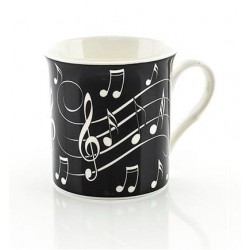 Music Notes Mug - White On Black