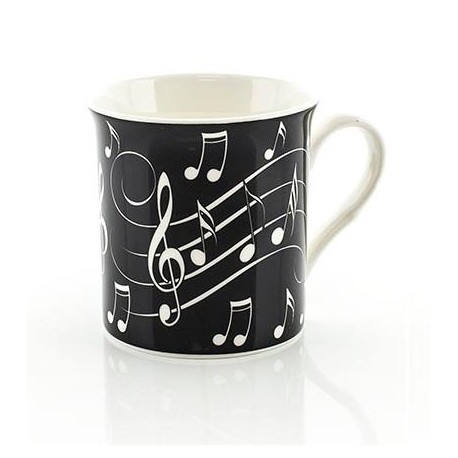 Music Notes Mug - White On Black