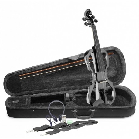 STAGG Pack violon électrique 4/4 noir métallique