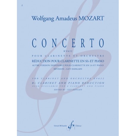 MOZART CONCERTO KV622 CLARINETTE ET PIANO