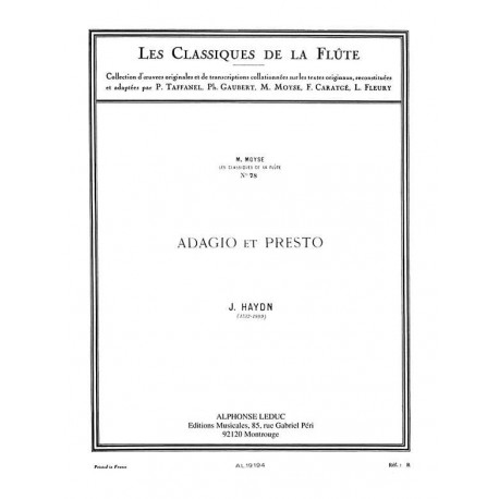 HAYDN Adagio et Presto - Flûte