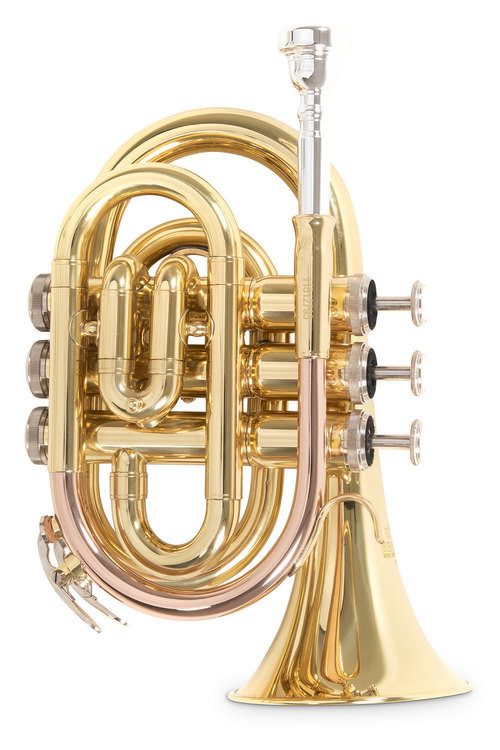 Trompette De Poche Si Bémol - Instrument Débutant Avec Embouchure Et Étui (Or Rose)