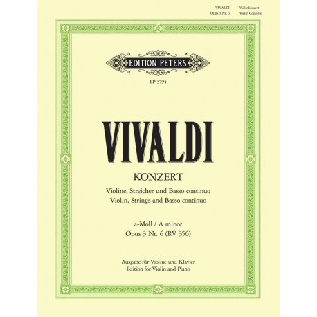 VIVALDI Concerto Violon la mineur op. 3 n° 6 RV 356