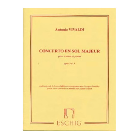 VIVALDI Concerto en Sol Maj. - op. 3 n° 3 - Violon/Piano