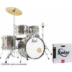 Roadshow Fusion 20 + Pack Sabian Solar - 5 fûts - jet black Batterie  acoustique fusion Pearl