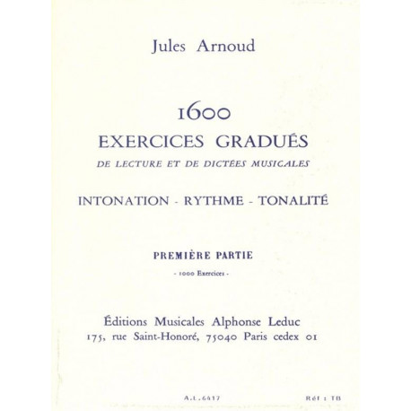 JULES ARNOUD 1600 Exercices Gradués Volume 1