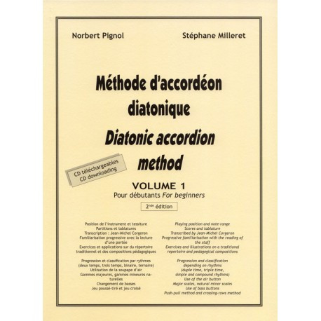 MILLERET PIGNOL Méthode d'accordéon diatonique volume 1