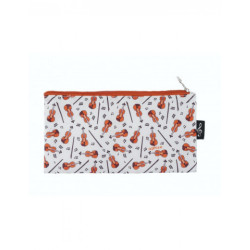 Trousse rectangulaire blanche - motifs violon (P1036)