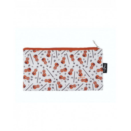 Trousse rectangulaire blanche - motifs violon (P1036)