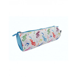 Trousse bleu et blanche - motifs note de musique multicolore