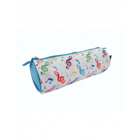 Trousse bleu et blanche - motifs note de musique multicolore