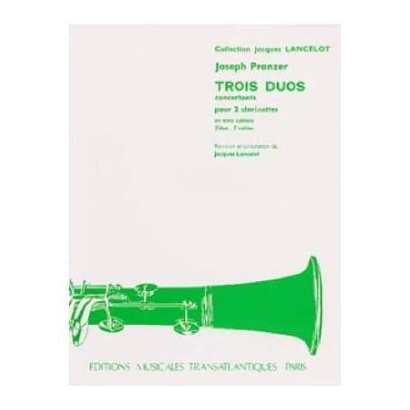 Joseph Pranzer 3 Duos concertants - 2ème Duo pour 2 clarinettes