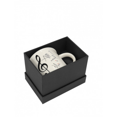 Mug ''All I need is music'' white 350 ML (new bone china) with gift case
